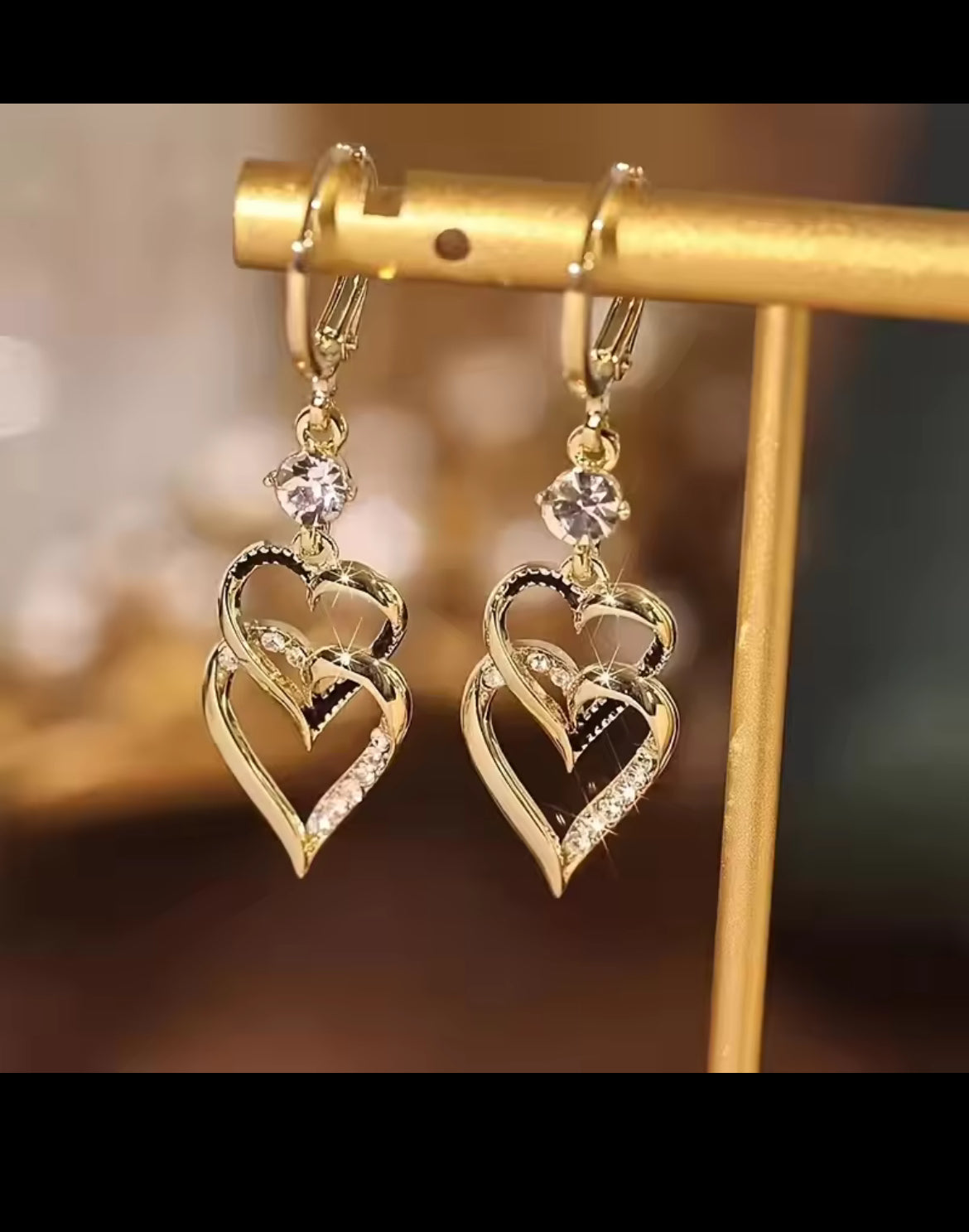 My dangling double heart earrings